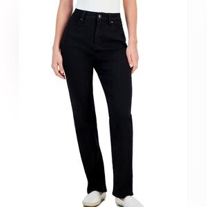 Style & Co High Rise Straight Leg Jeans Deep Black Five-Pocket Denim 14